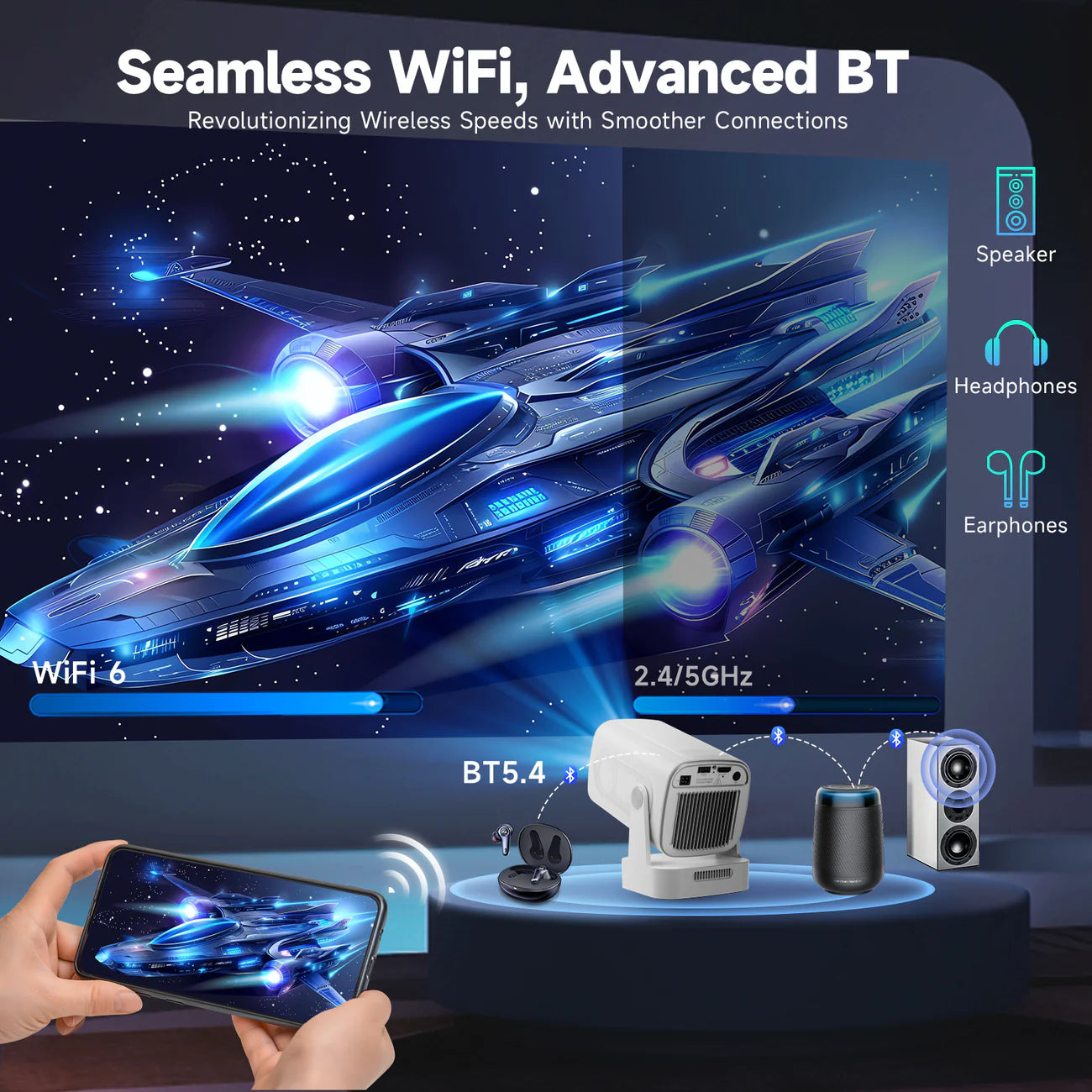 Magcubic HY310 Mini Projector Auto Focus 4K Native 1080P 260ANSI Android11 5W Speaker Air Mouse Voice Assistant Upgraded HY300