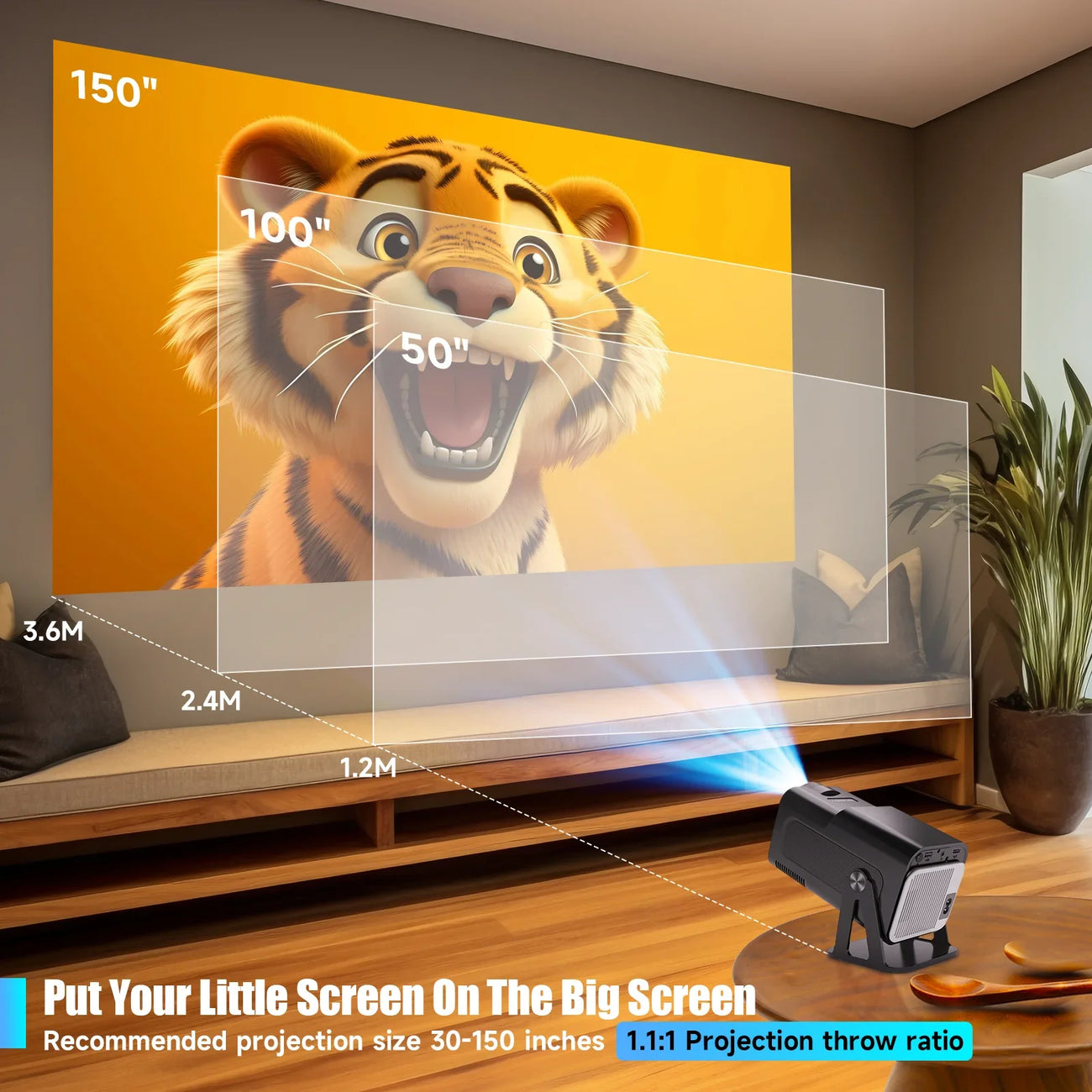 Magcubic HY320 NTV Netflix Officially Licensed Android 13 Projector with 1080P 320ANSI Prime Video YouTube WiFi BT5.2 Portable
