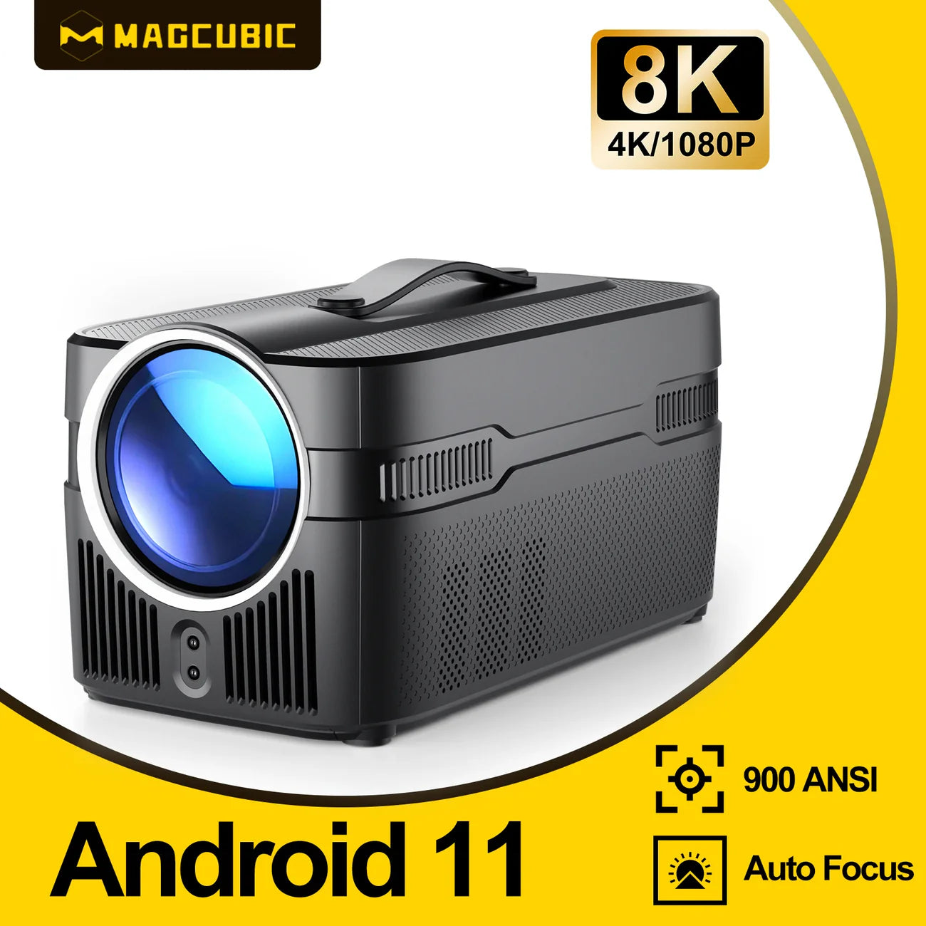 Magcubic HY450C 900ANSI Auto Focus Projector 8K 1080P Ultra Short Throw Allwinner H716 BT5.4 Auto Offset Home Theater Voice