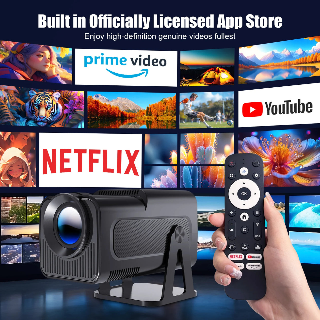 Magcubic HY320 NTV Netflix Officially Licensed Android 13 Projector with 1080P 320ANSI Prime Video YouTube WiFi BT5.2 Portable