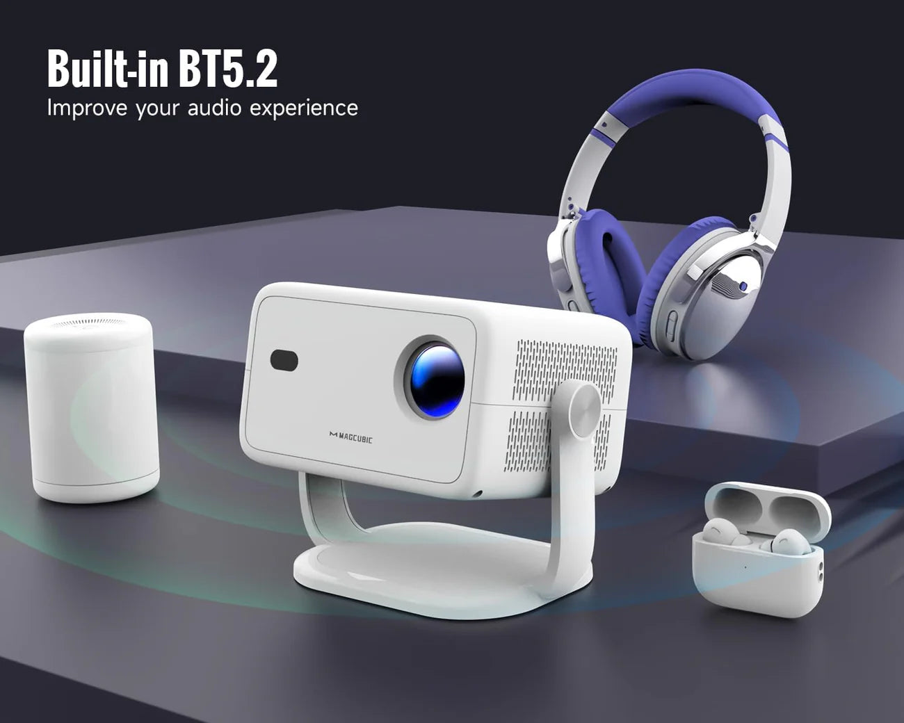 [Netflix Licensed]L018NTV 4K Projector with Wifi and Bluetooth, Built-in Android 13, Smart 1080P Projector, Auto Focus & Auto Keystone Correction with Voice Control Home Theater/Outdoor